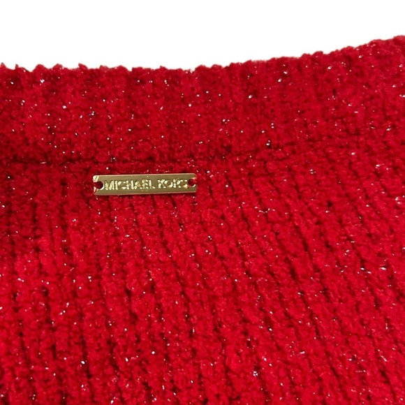 Michael Kors Women's Bright Red Shimmer Pullover Crewneck Sweater Size XS - Picture 12 of 12